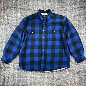 RedHead Mens XL Blue Black Buffalo Plaid Sherpa Lined Flannel Shirt Jacket